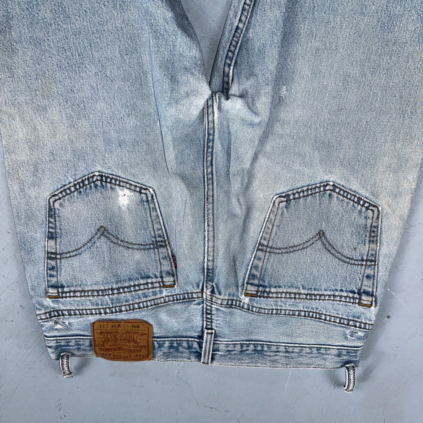 Levis 501 Vintage 90s USA XX Straight Leg Jeans Blue Light Wash 34x34 Act 32x32