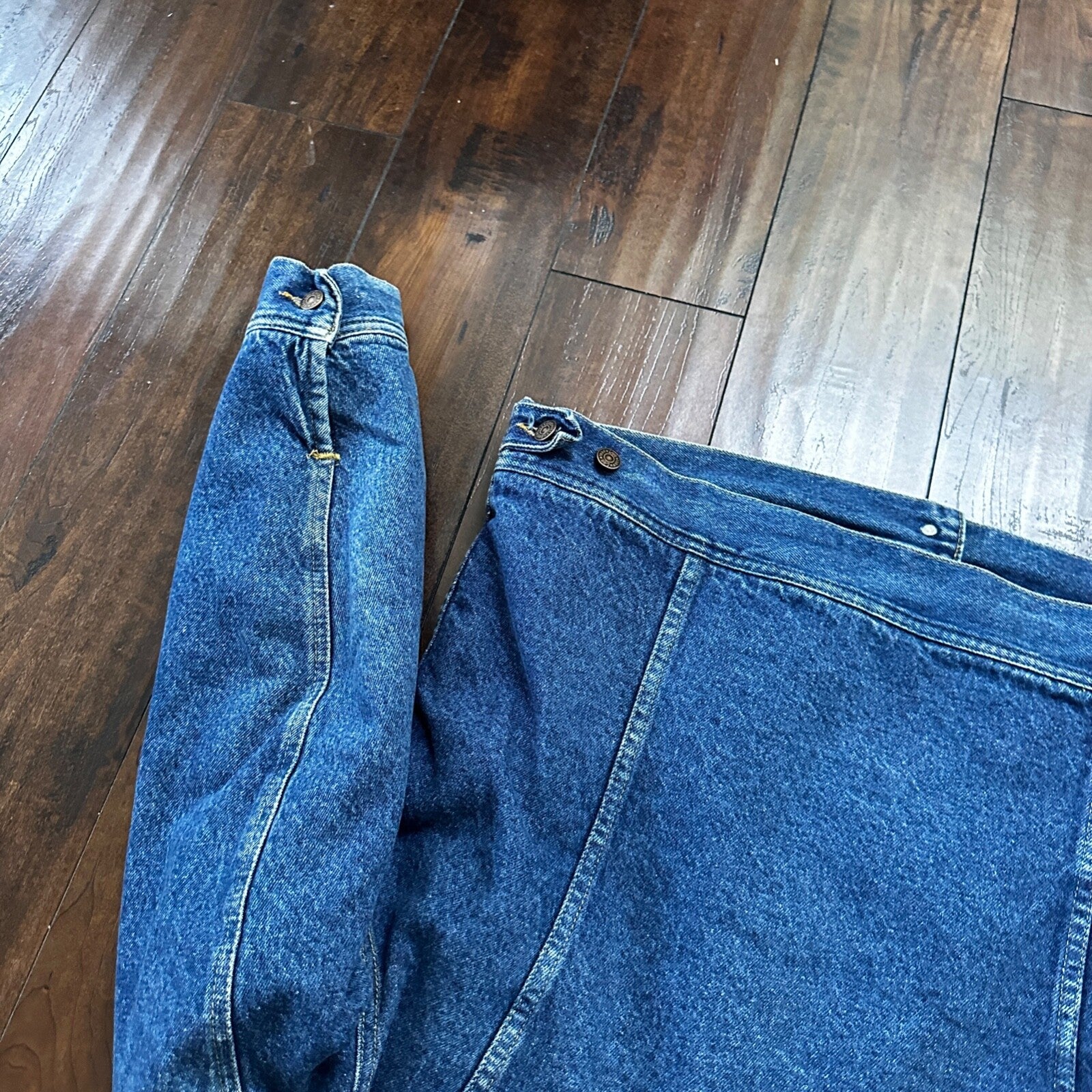 VTG Lee Storm Rider Blue Denim Blanket Lined Jacket Sz L Regular Wool USA MADE