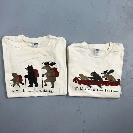 VTG Y2K Adirondack Mountains Walk On The Wild Side T Shirt XL Animals Lot 2