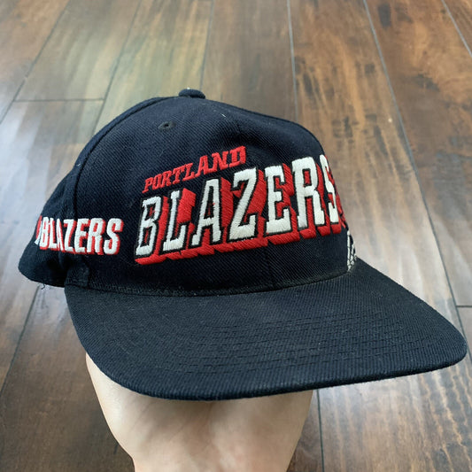 Vintage 90s Portland Trail Blazers Logo Athletic Diamond SnapBack Hat Cap NBA
