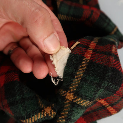 VTG 60s Wool Button Down Shirt Loop Wool Plaid Flannel Shirt 50s Red Rockabilly