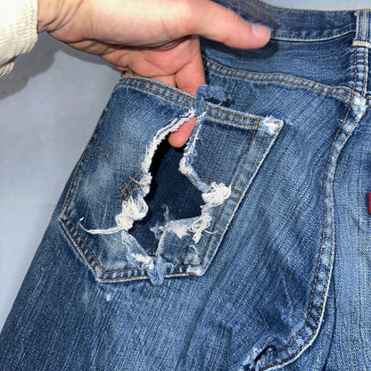 Levis 501 VTG 70s SS Redline Selvedge Jeans XX Thrashed Boot Cut Act 30x31