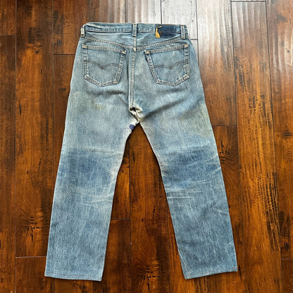 VTG USA Levis 501 Button Fly 80s Tag Jeans 32x27 Straight Leg Thrashed Ripped