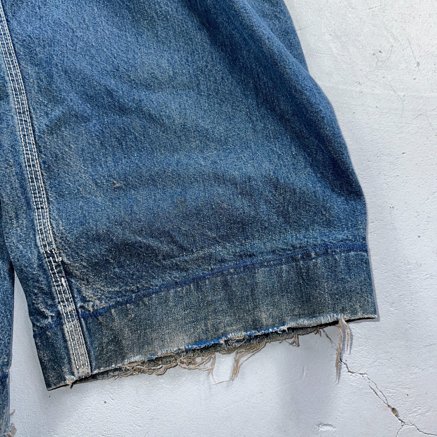 Dickies Vintage 70s Denim Bib Overalls 44x32 Carpenter Indigo Blue Workwear USED