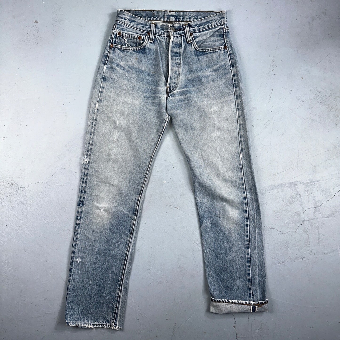 Levis 501 Vintage 80s Redline Selvedge USA XX Jeans Light Wash 66 Act 27x31