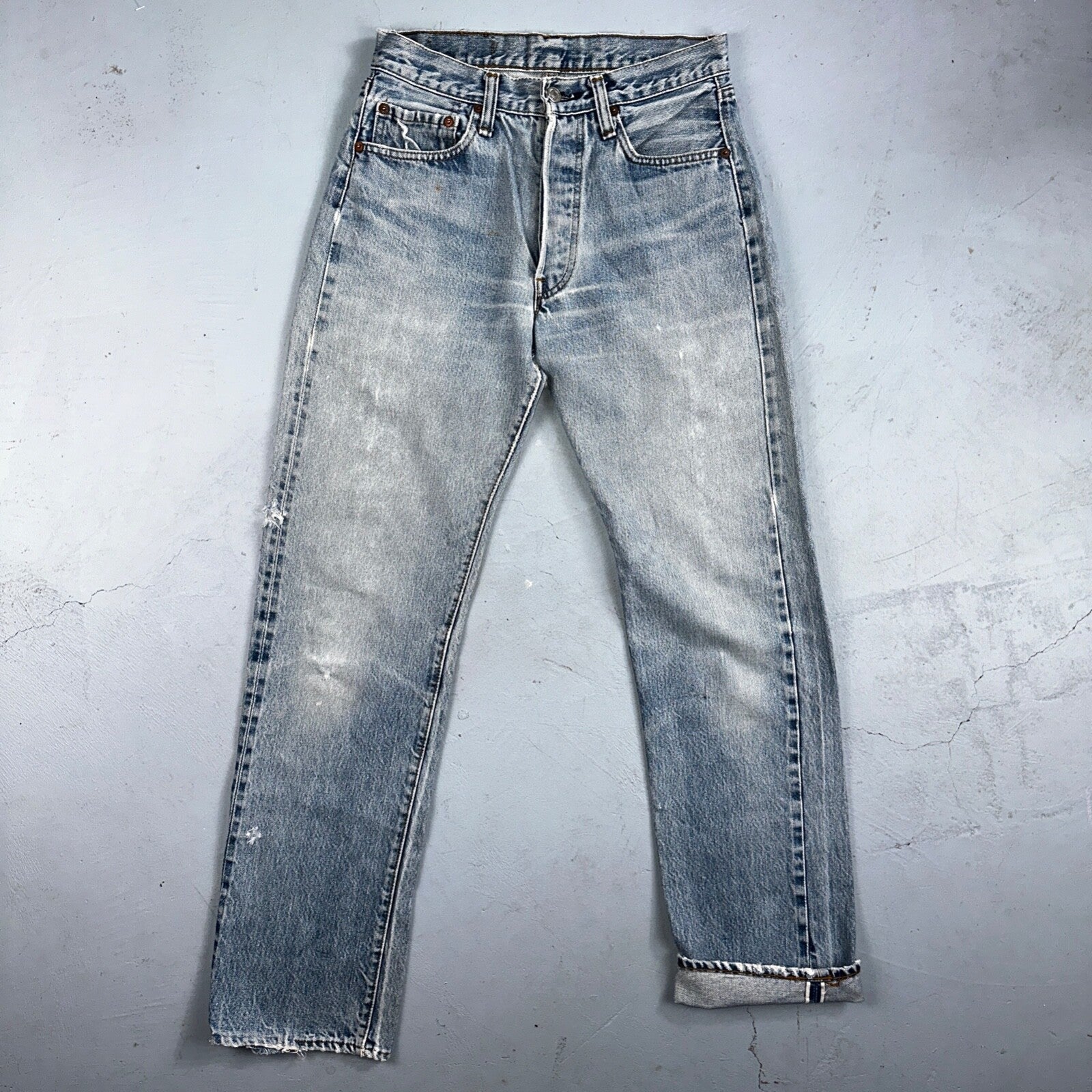 Levis 501 Vintage 80s Redline Selvedge USA XX Jeans Light Wash 66 Act 27x31