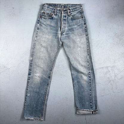 Levis 501 Vintage 80s Redline Selvedge USA XX Jeans Light Wash 66 Act 27x31