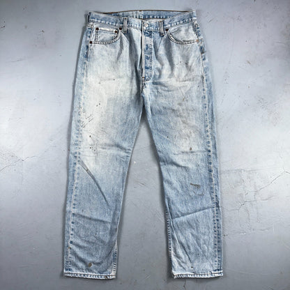 Levis 501 Vintage 90s Poland Straight Leg Jeans Blue Light Wash 36x32 Act 34x31