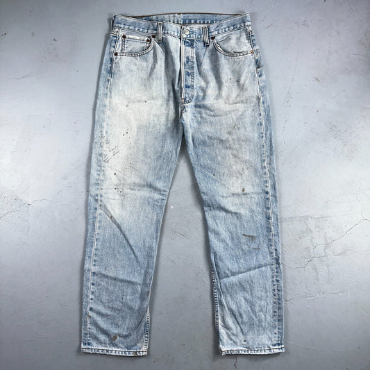 Levis 501 Vintage 90s Poland Straight Leg Jeans Blue Light Wash 36x32 Act 34x31
