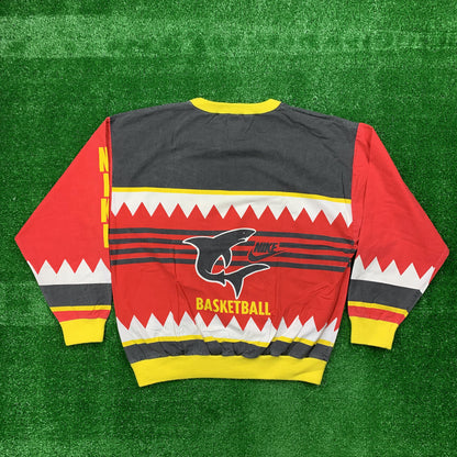 Nike Vintage Sweatshirt Mens T Shirt Sharks Crewneck AOP Basketball Jordan RARE