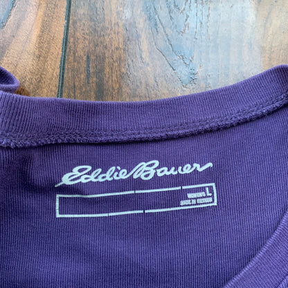 Eddie Bauer Womens Pullover Short Sleeve T-Shirt Purple Basic Blank VTG Y2K 90s