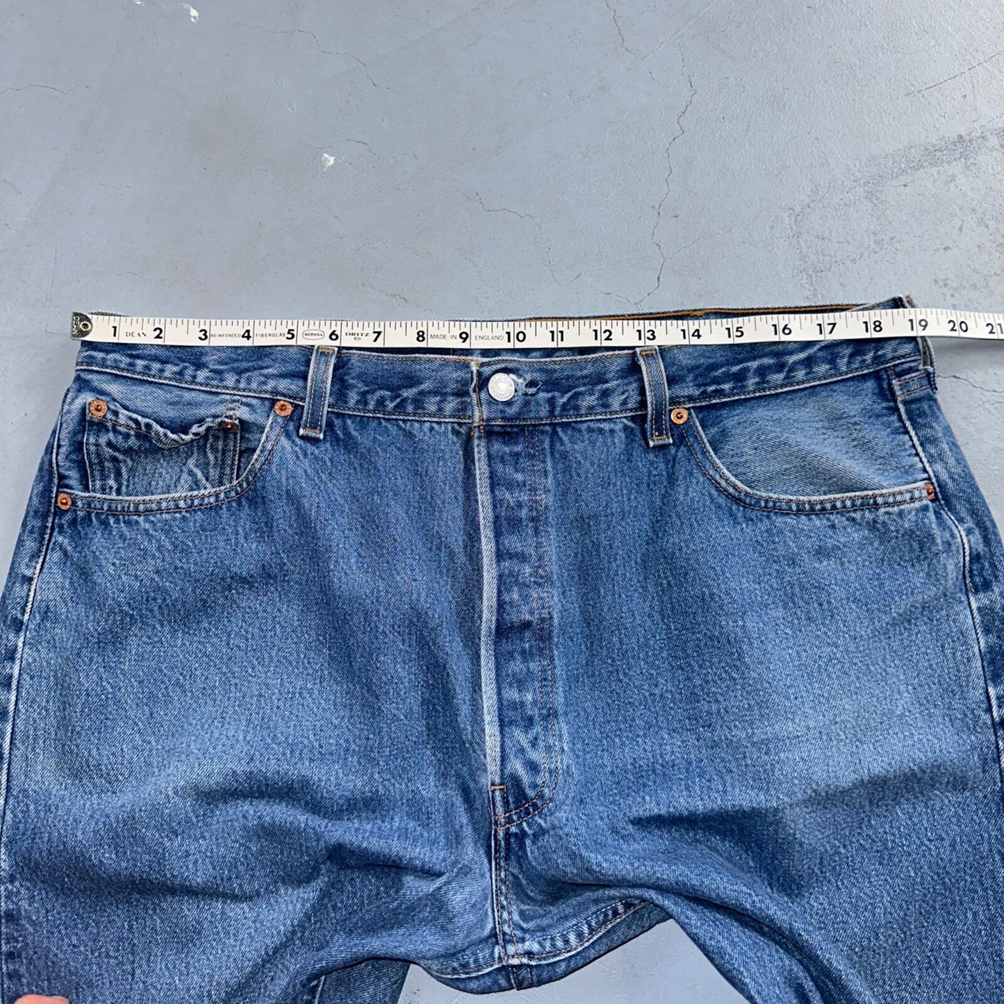 Levis 501 Vintage 90s USA XX Straight Leg Jeans Blue Med Wash 42x32 Act 38x27