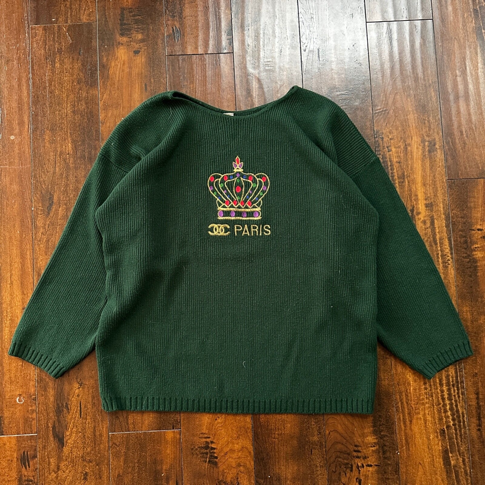 VTG 1960s Paris Women’s Green Sweater Rockabilly Sportswear Designer 60s 70s