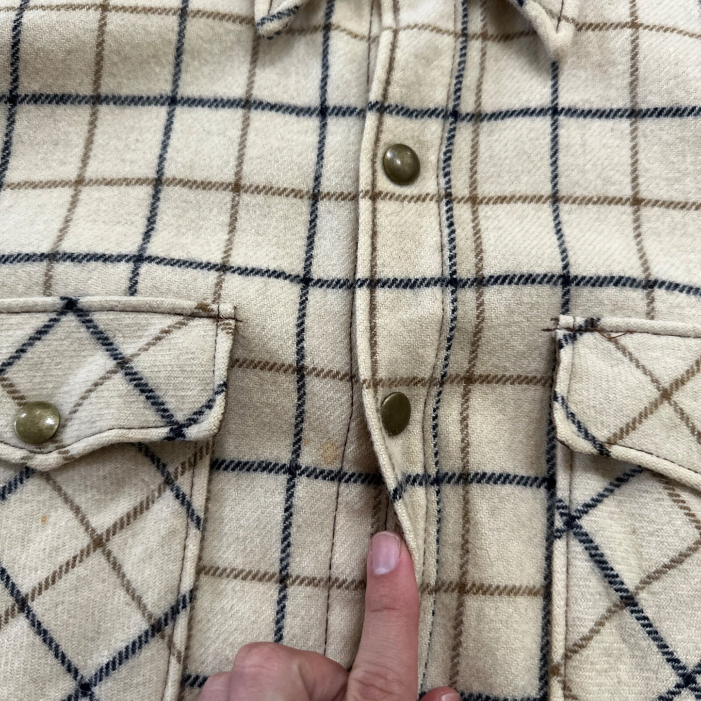 Norm Thompson VTG Long Sleeve Snap Up Heavy Wool Shirt Plaid 60s XL Rockabilly