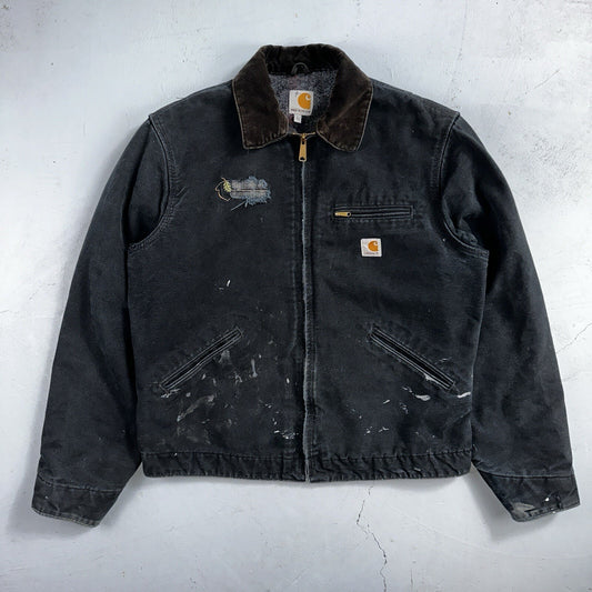 Carhartt VTG Jacket Mens L Tall Black Detroit J001 Blanket Lined USA J97 BLK