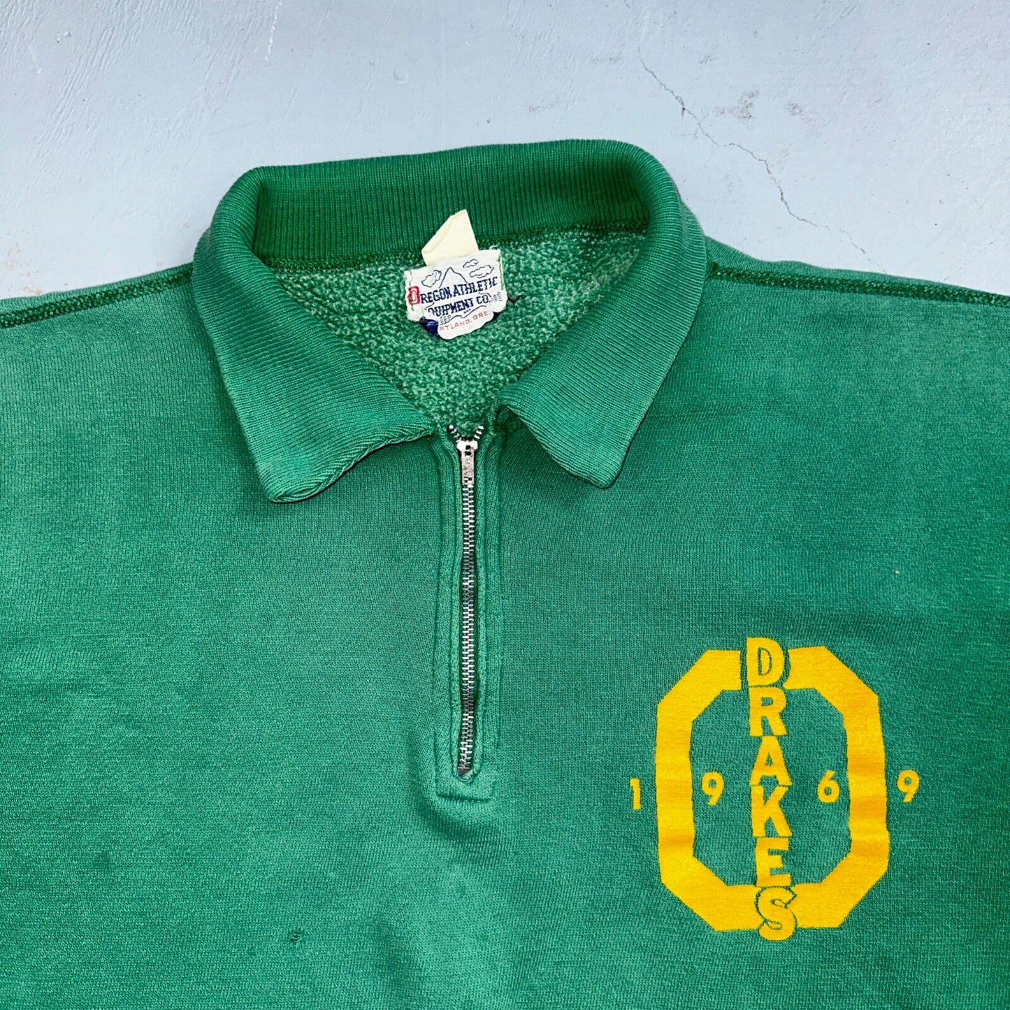 VTG 60s Oregon Track Sweatshirt Champion 1969 Drakes Rockabilly Ducks Polo Zip