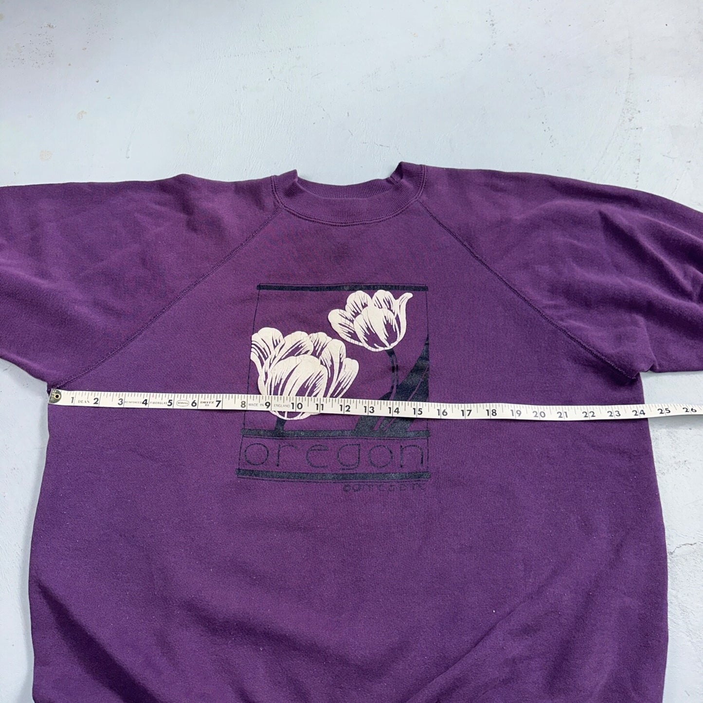 Oregon Flowers Art Painting VTG 90s Crewneck Sweatshirt 1990s Purple XL Hanes