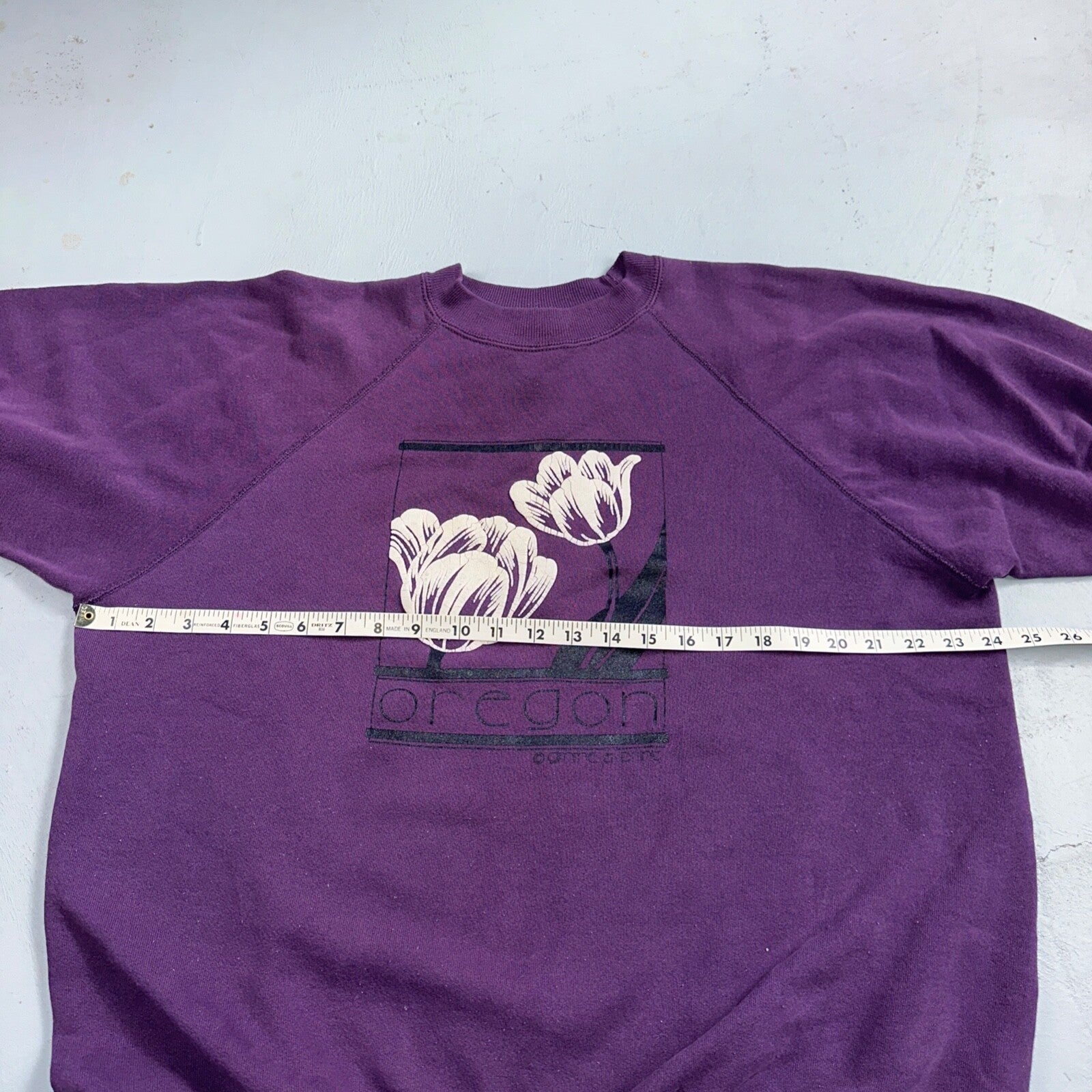 Oregon Flowers Art Painting VTG 90s Crewneck Sweatshirt 1990s Purple XL Hanes