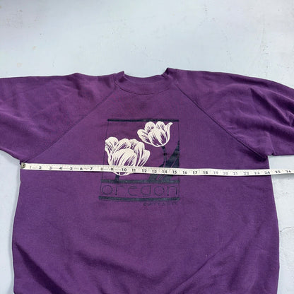 Oregon Flowers Art Painting VTG 90s Crewneck Sweatshirt 1990s Purple XL Hanes