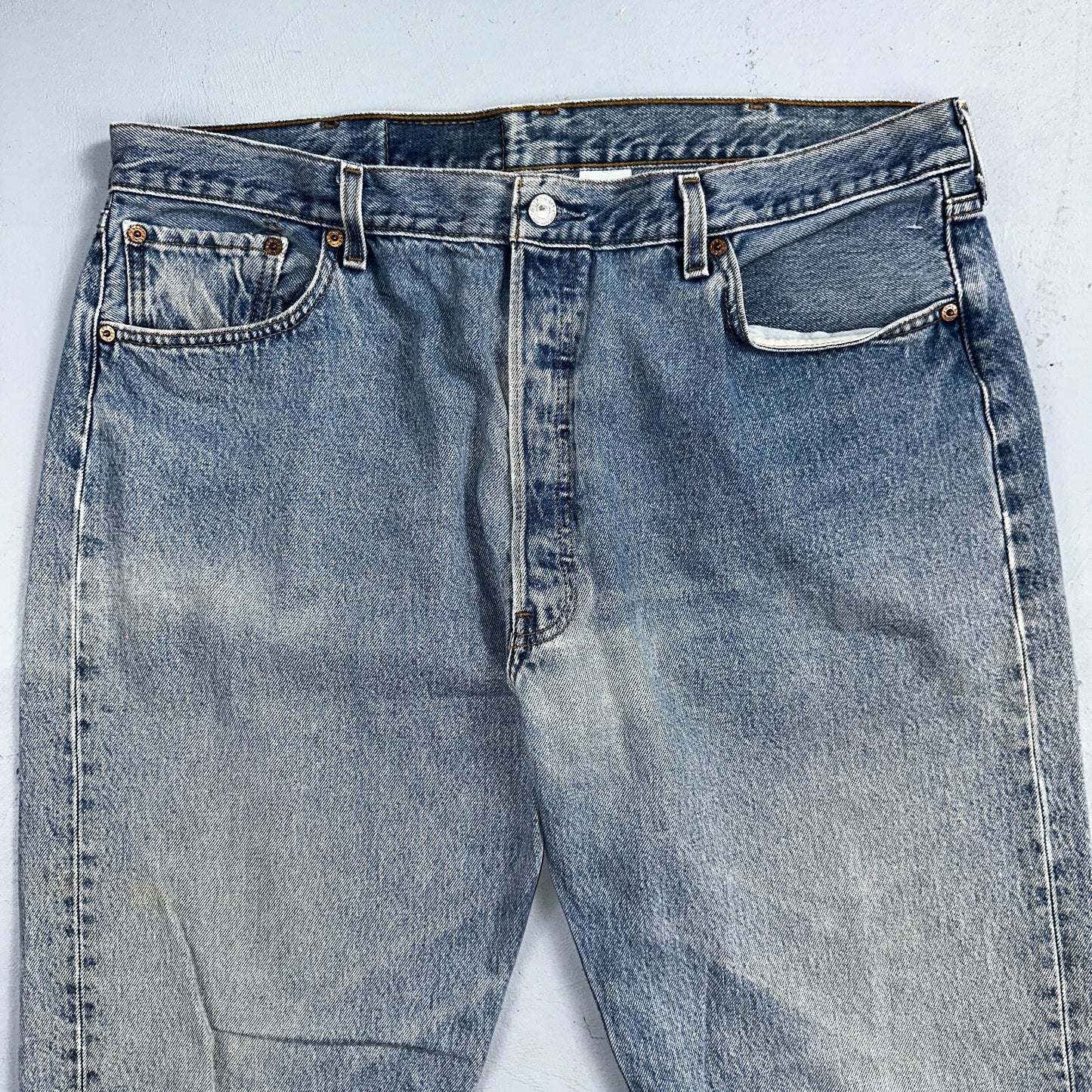 Levis 501 Vintage 90s Mexico Straight Leg Jeans 40x32 Y2K Light Wash Act 37x30