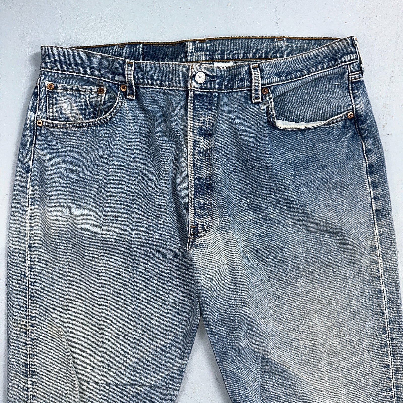 Levis 501 Vintage 90s Mexico Straight Leg Jeans 40x32 Y2K Light Wash Act 37x30