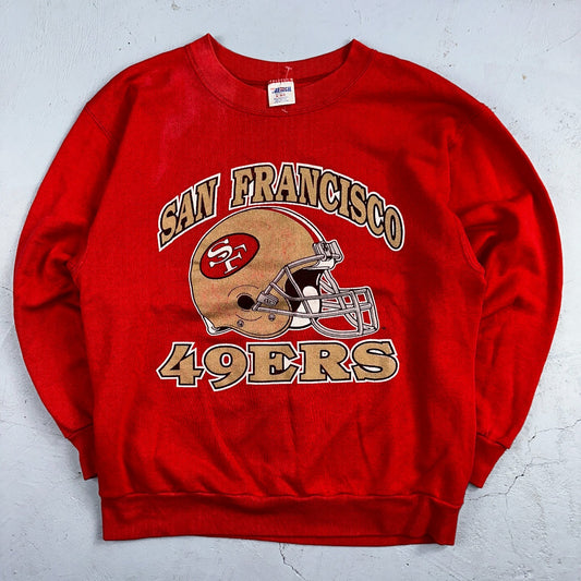 Vintage Trench Sweatshirt San Francisco 49ers Red Long Sleeve M Crewneck 80s