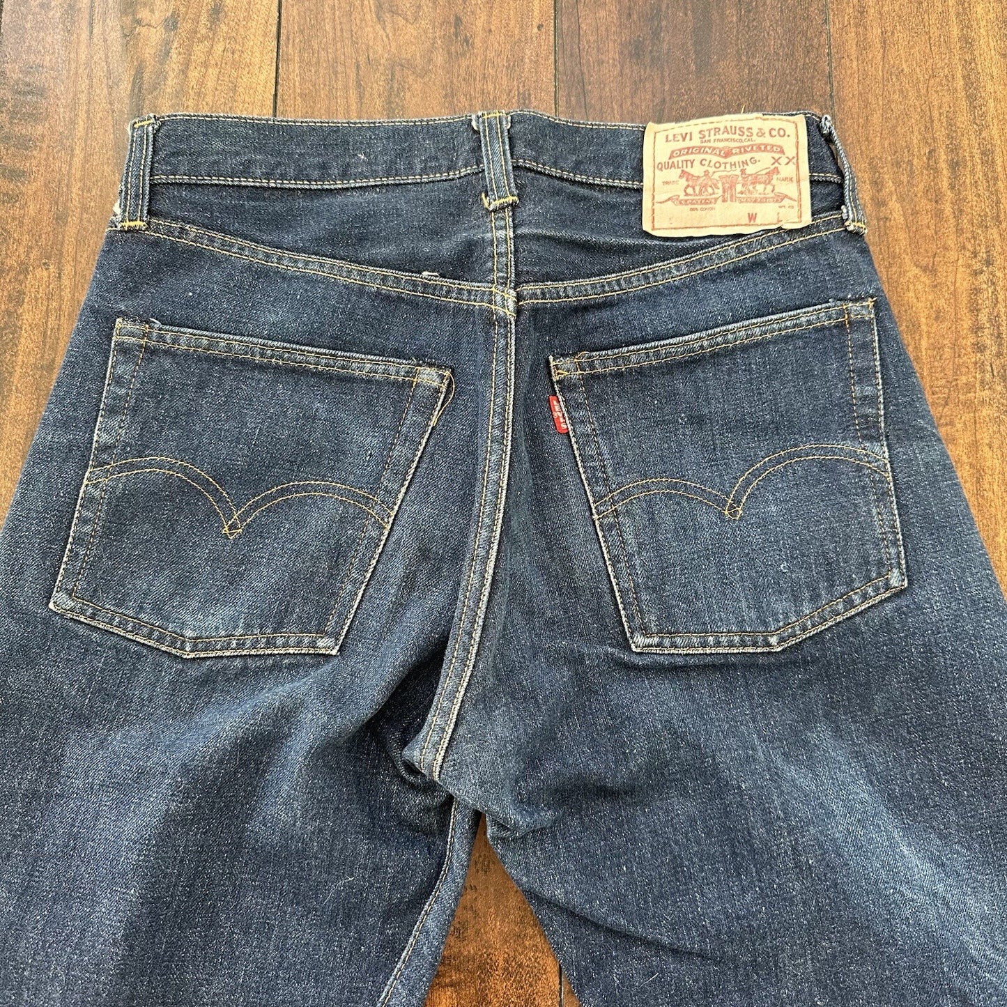 Levis 501 XX Big E True Vintage 60s Redline Selvedge Denim Jeans 1960s DARK BLUE