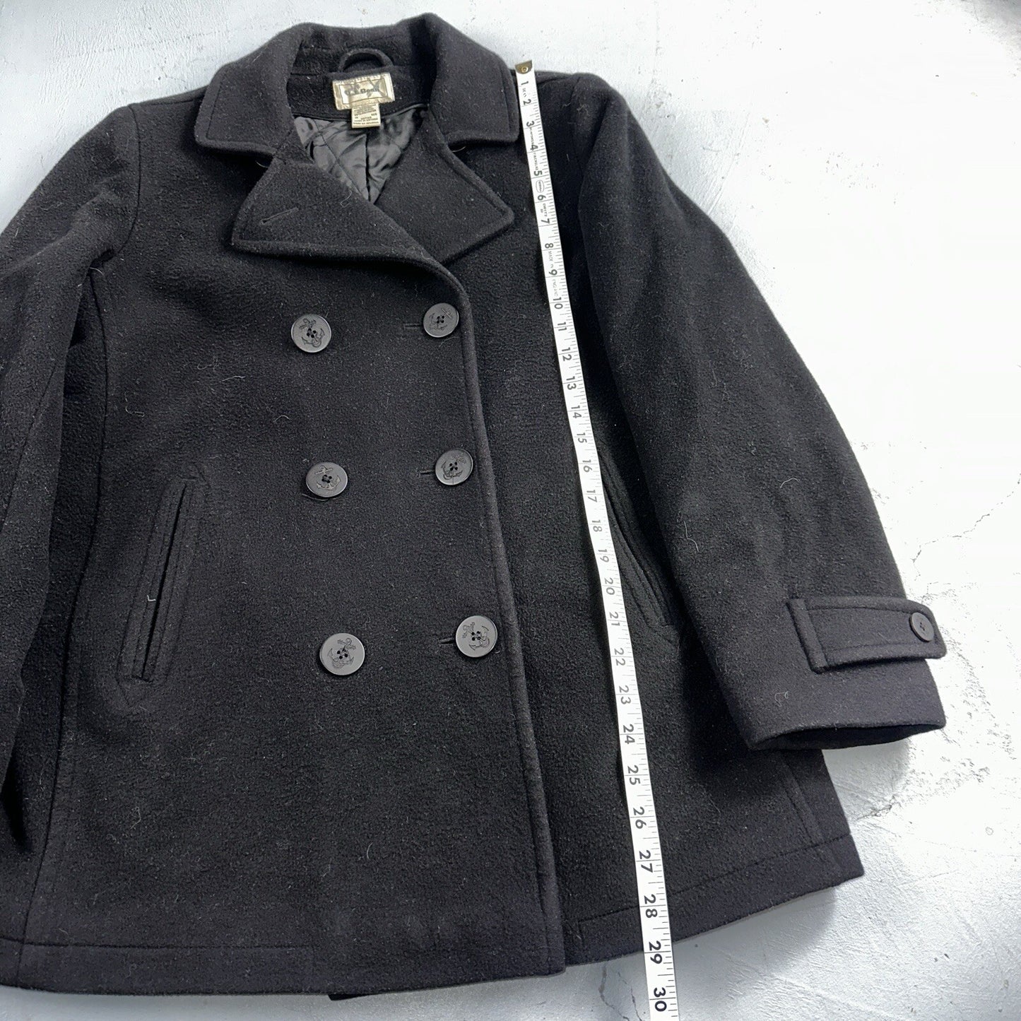 LL Bean Blue 100% Wool Pea Coat 3M Thinsulate Double Breasted Women’s Sz 10 VTG