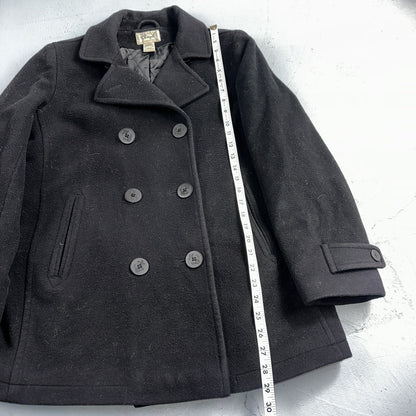 LL Bean Blue 100% Wool Pea Coat 3M Thinsulate Double Breasted Women’s Sz 10 VTG