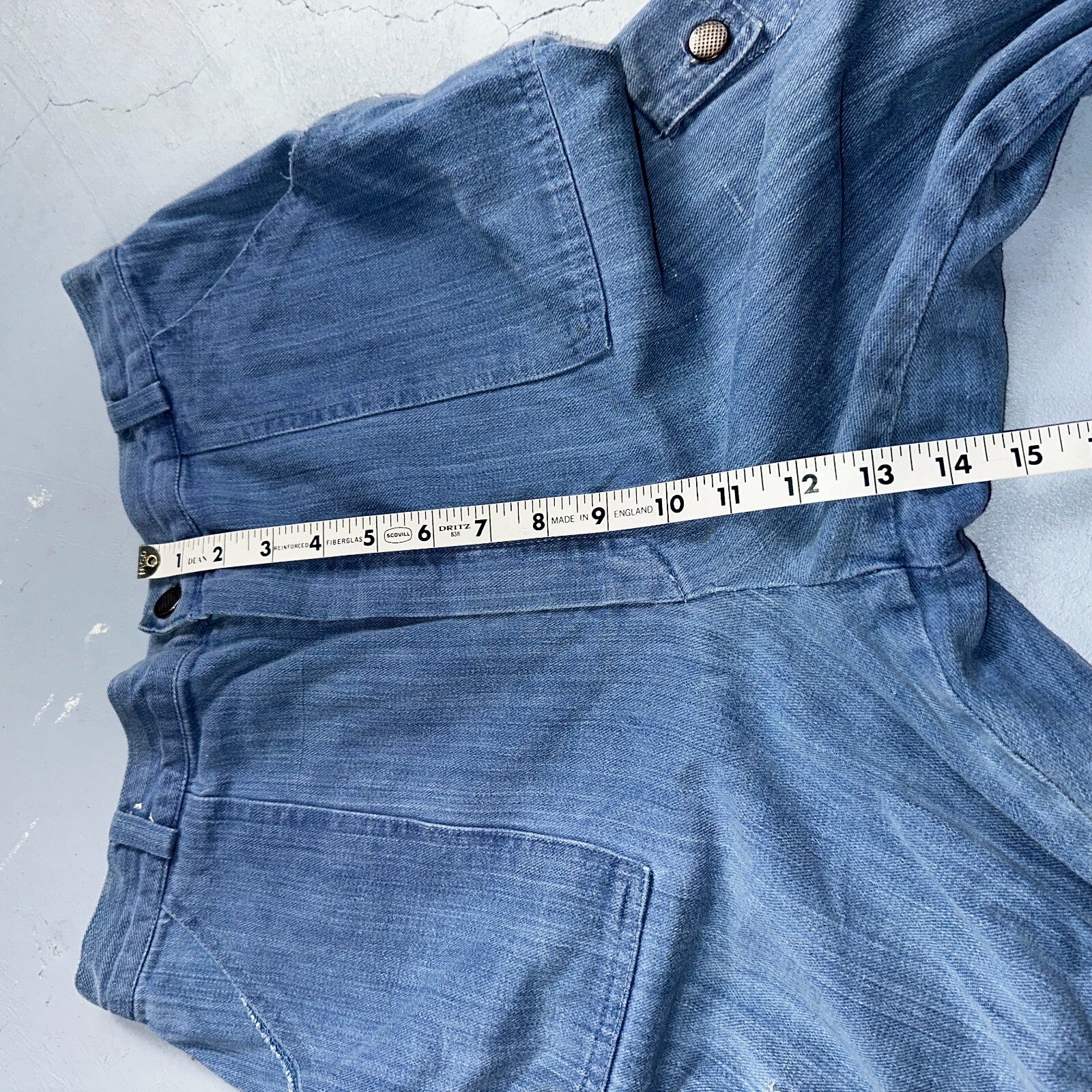 VTG 70s Jeans Canvas High Waist Sears Military Style P44 29x25 Capri HBT Rare