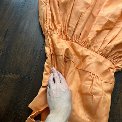 Vintage USA Rockabilly Womens Dress Orange Skirt 60s 70s Top Bottom Church Summe