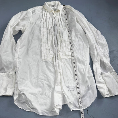Vtg 1940s Arrow Mitoga Sanforized Formal Shirt 15 - 33 Tuxedo Dress White