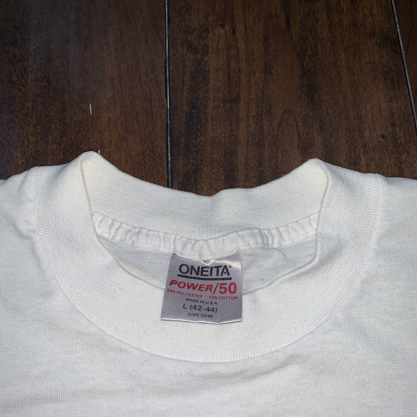 Oneita BLANK Vintage White T Shirt Mens 90s Essential Lot Rap Single Stitch Rare