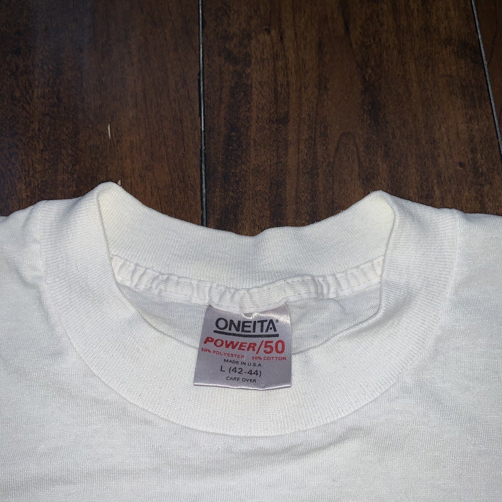 Oneita BLANK Vintage White T Shirt Mens 90s Essential Lot Rap Single Stitch Rare