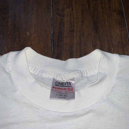 Oneita BLANK Vintage White T Shirt Mens 90s Essential Lot Rap Single Stitch Rare