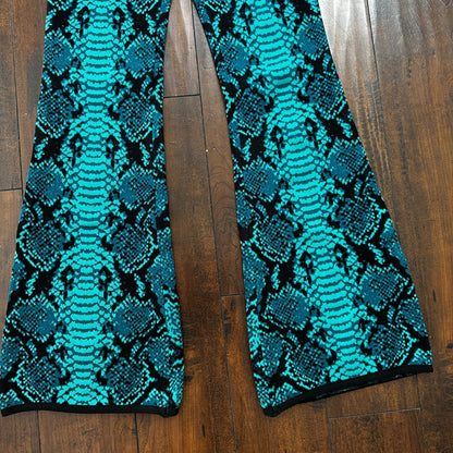 Vintage Yoga Crazy Print Hippie Boot Cut Beach Teal Green Black Gym 90s Y2K