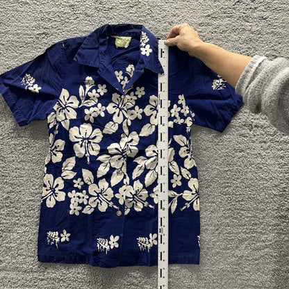 Vintage 50s Hawaiian Aloha Print Shirt Rockabilly Honolulu 60s Button Ui Maikai
