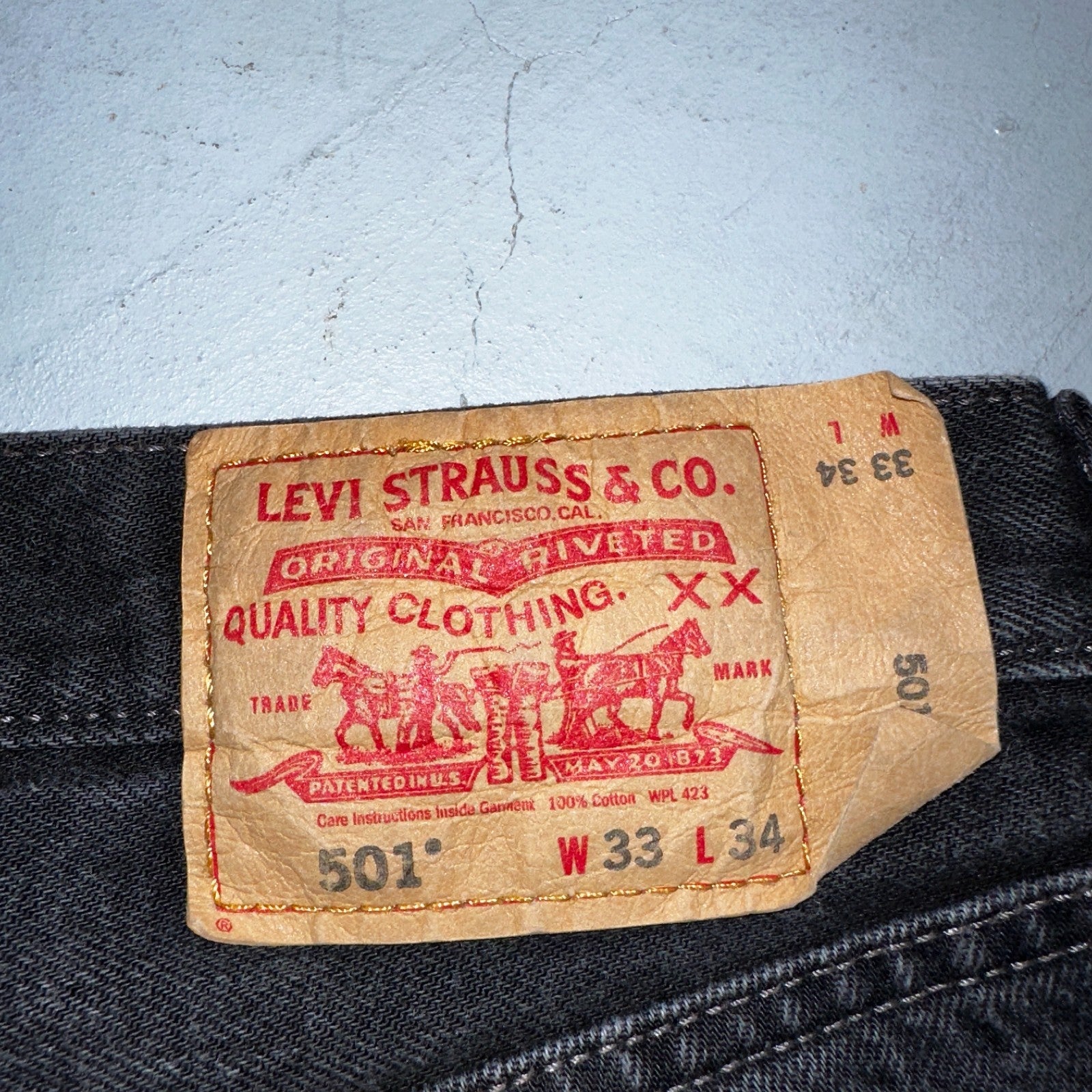 Levis 501 Vintage Y2K 90s XX Straight Leg Jeans Black Faded Wash 33x34 Act 32x33