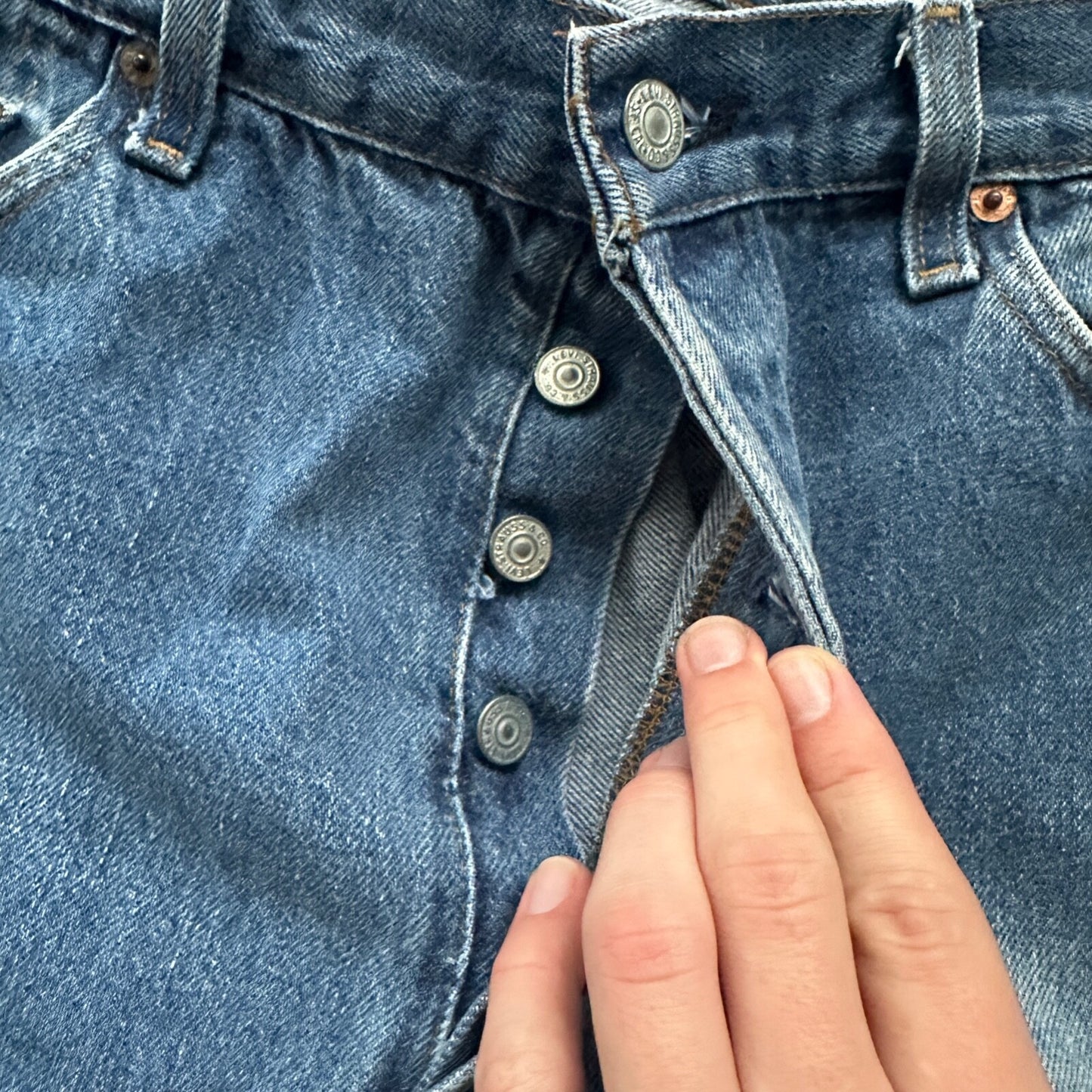 Vintage 80s Levis 501 36x34 USA Blue Jeans 90s Act 34x32 Med Wash