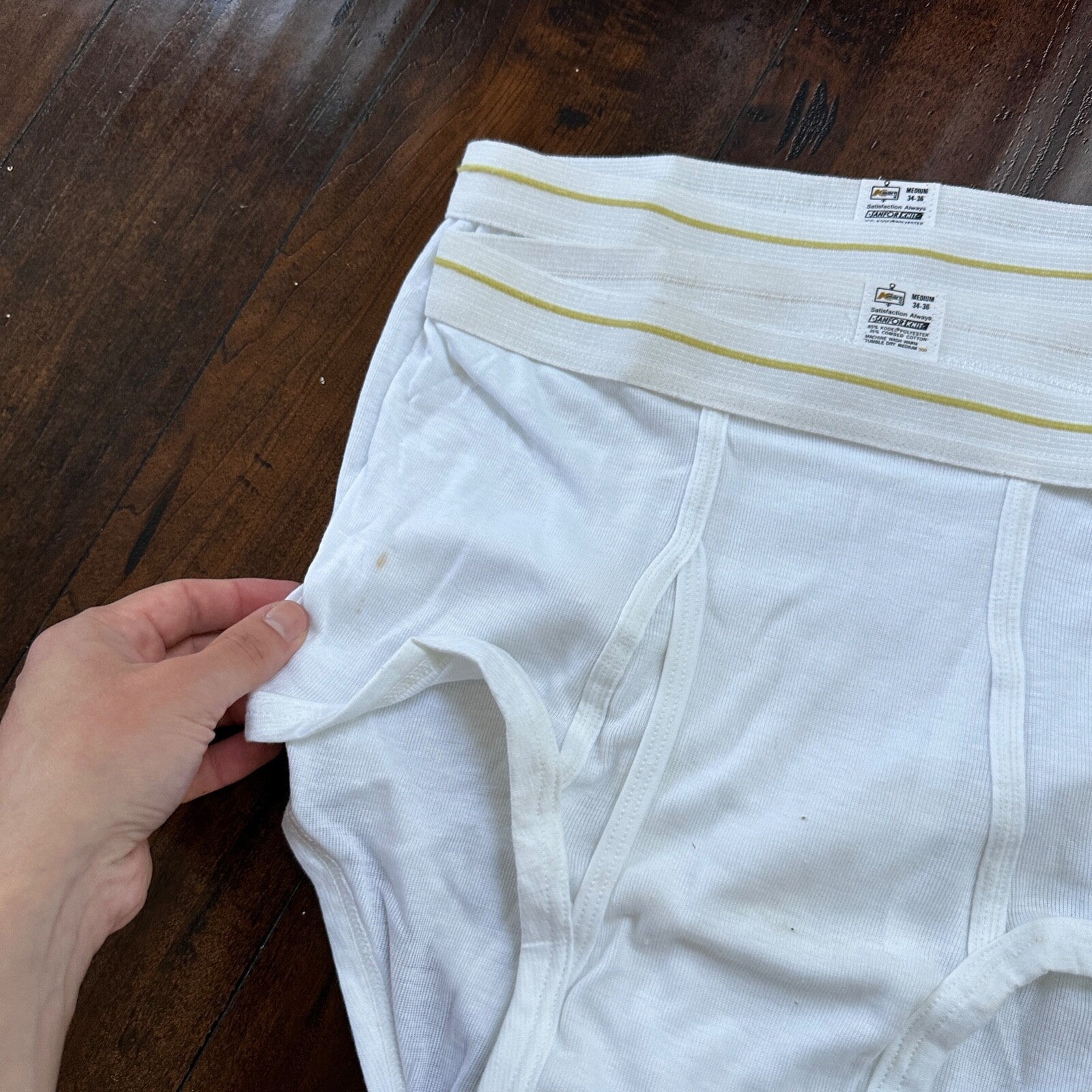 BVD Briefs Men Size 36 White Cotton Stripes 3 Pair VTG USA Lot 1970s 70s M