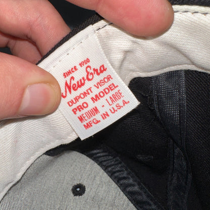 VTG P Pittsburgh Pirates Hat Cap Men Black New Era Pro Model 80s USA Green Bill