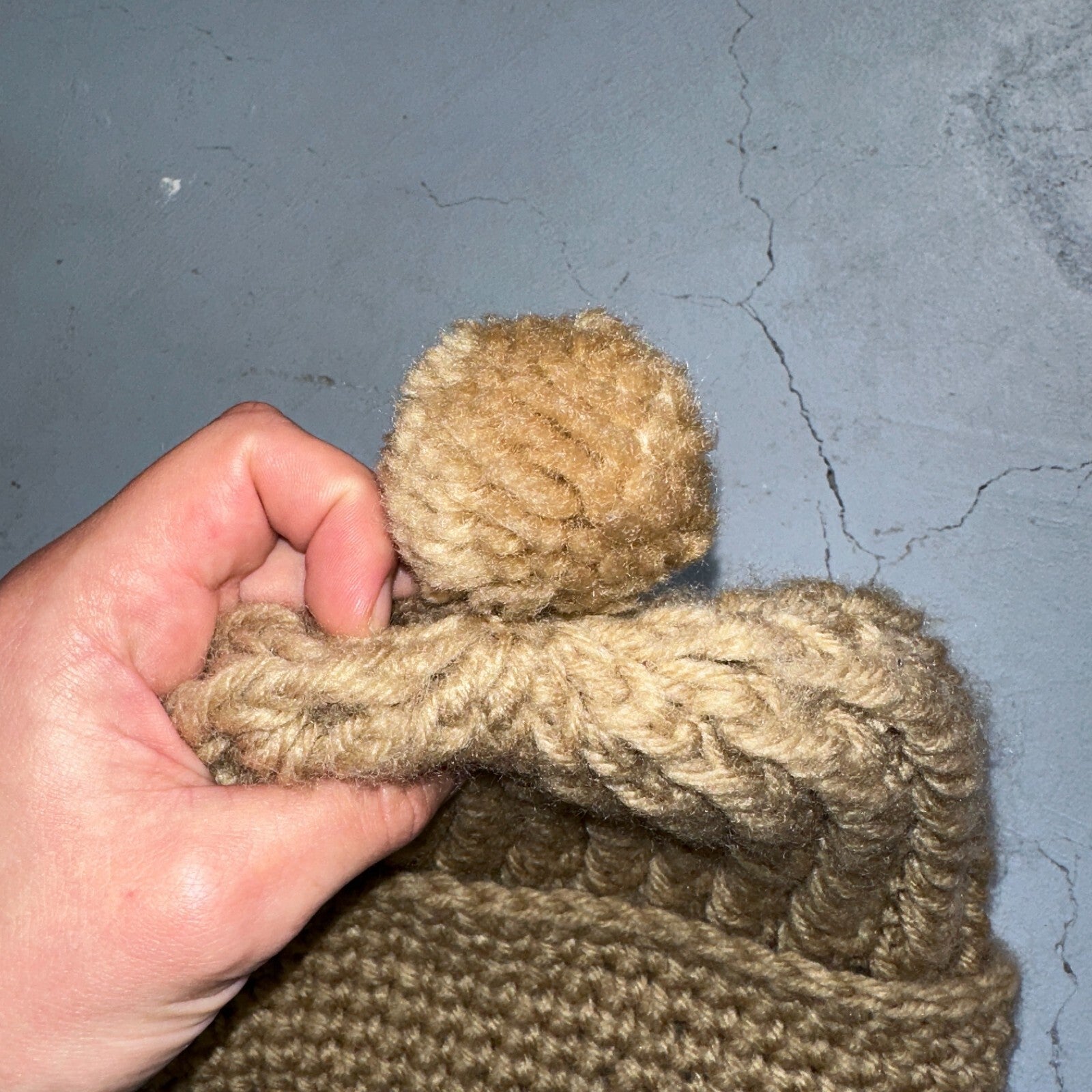 Vintage K Mart 100% Acrylic Knit Beanie Winter Hat Cap Tan Made In Japan