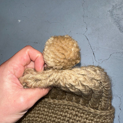 Vintage K Mart 100% Acrylic Knit Beanie Winter Hat Cap Tan Made In Japan