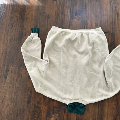 PFI Womens Size XL Autumn Leaves Long Sleeve Green Fall Collared Sweatshirt 90s