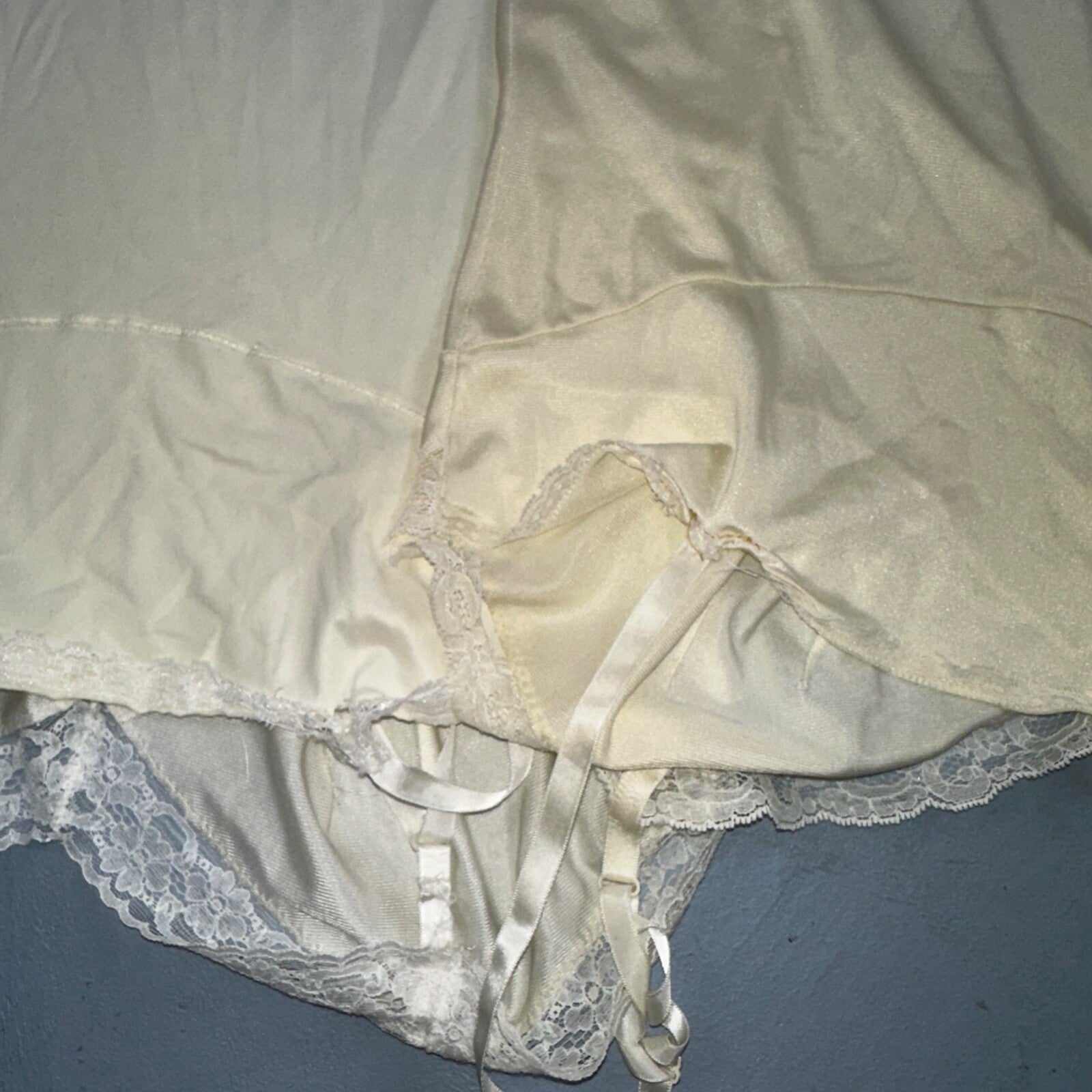 VTG Vanity Fair Lingerie Slip Dress Sleepwear Full Sweep Nightgown Lace Lot 2