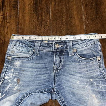 MISS ME RHINESTONE POCKET JE533OE2R EASY BOOT WOMEN'S JEANS 25 VTG PAINT Y2K