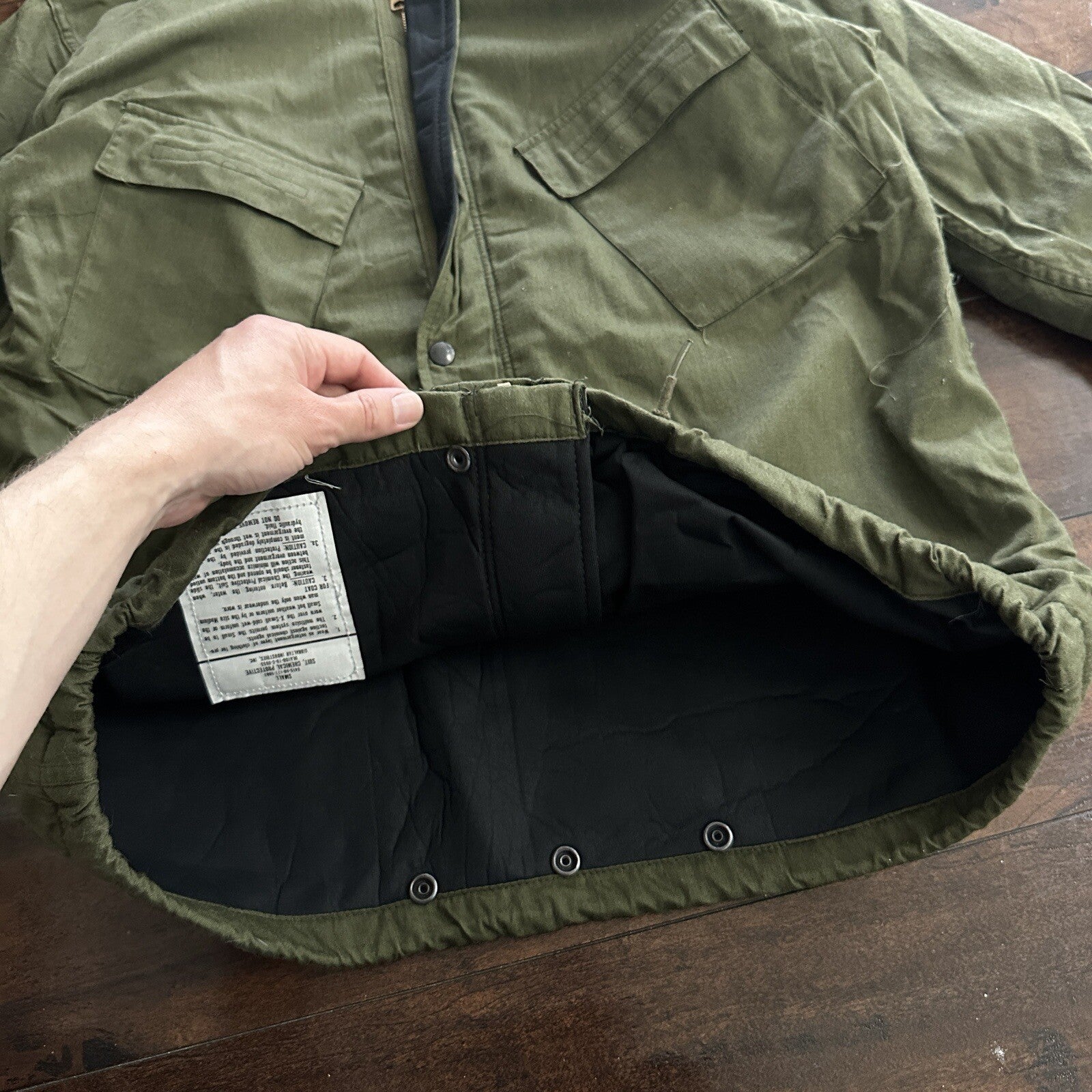 US MILITARY Small JACKET COAT SUIT CHEMICAL PROTECTIVE ARMY GREEN 70s Vtg WWII