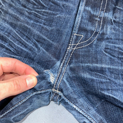 Levis 501 Y2K XX Straight Leg Jeans Blue VTG Whiskers Wash 36x32 Act 36x30