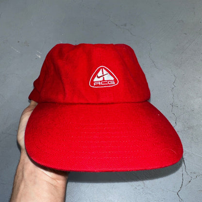 Nike ACG RARE Hat Cap Vintage 90's Red One-Size Adjustable Strap Embroidered