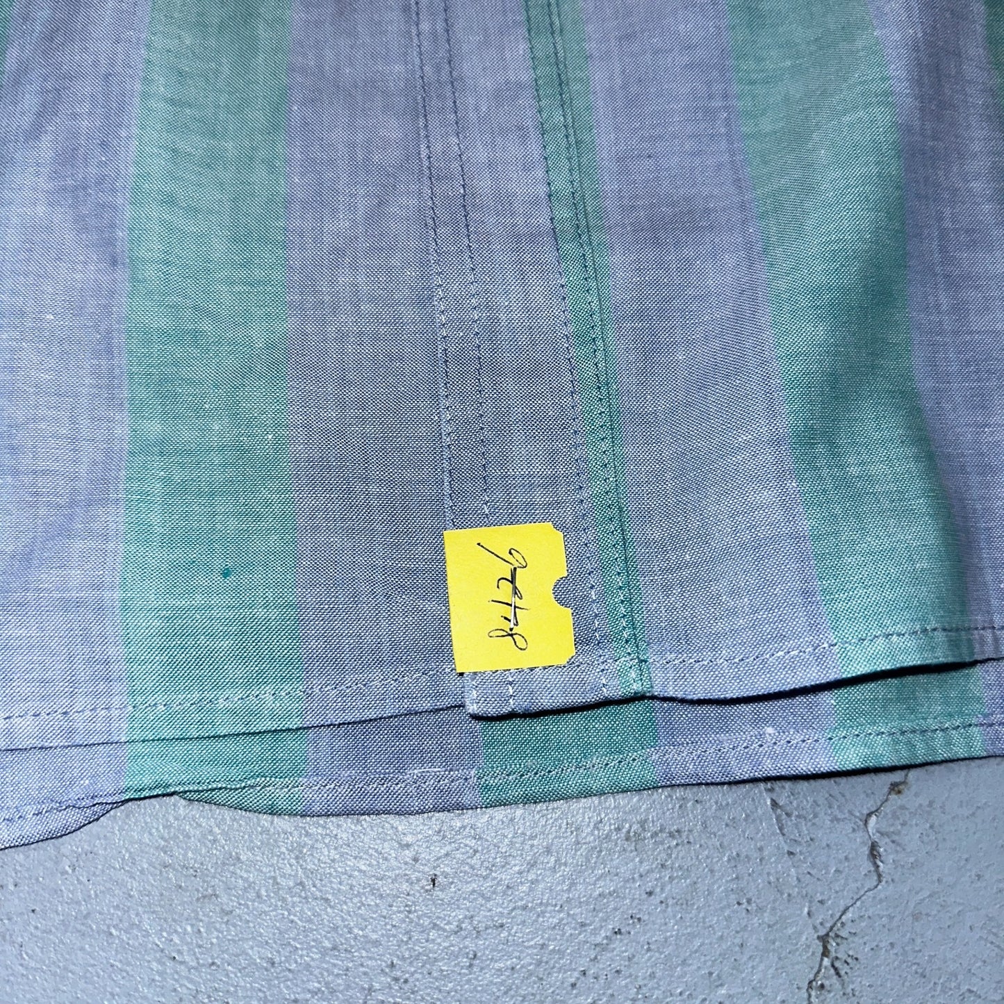 VTG 80s Campus Blue Green Boxy 3XL Short Sleeve Button Up Shirt Preppy Striped